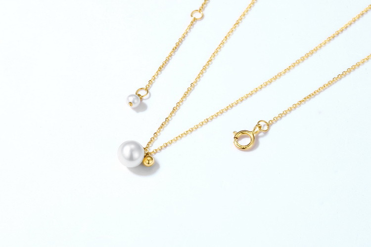 Fashion 14K Solid Gold Jewelry Necklace Elegant Freshwater Pearls Necklace for Girls