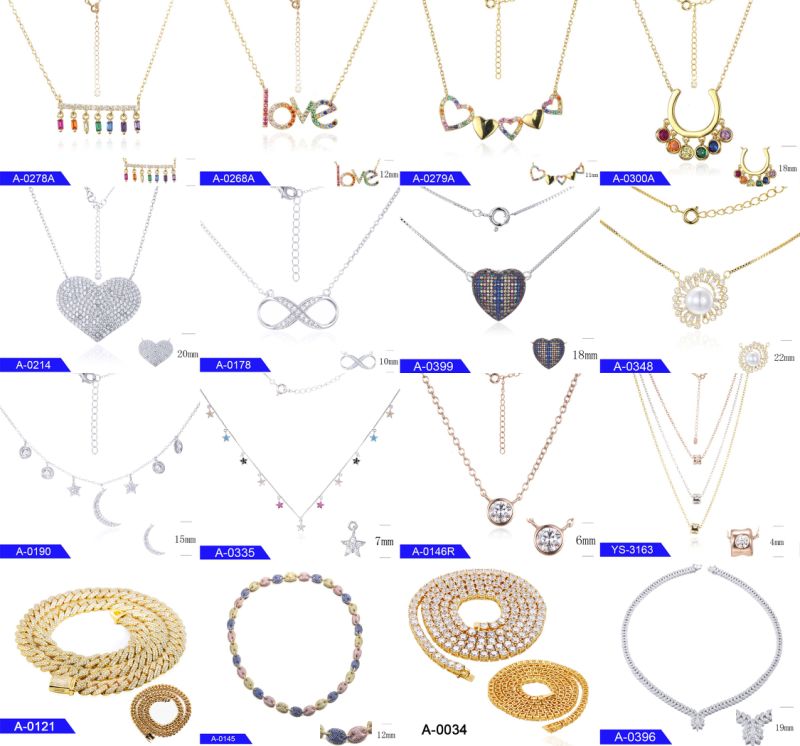 Wholesale New Fashion Sterling Silver or Brass Jewelry CZ Chain Necklace for Women