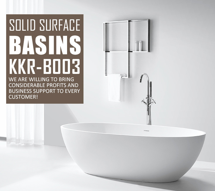 Oval Shape Deep Indoor Soaking Freestanding Acrylic Solid Surface Bathroom Soaking Bathtub