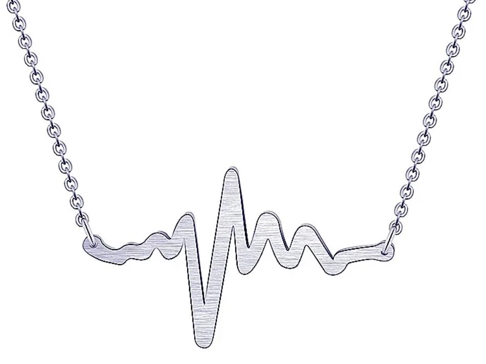New Trendy Gold Stainless Steel Chain ECG Pendant Necklace for Women Girl Jewelry