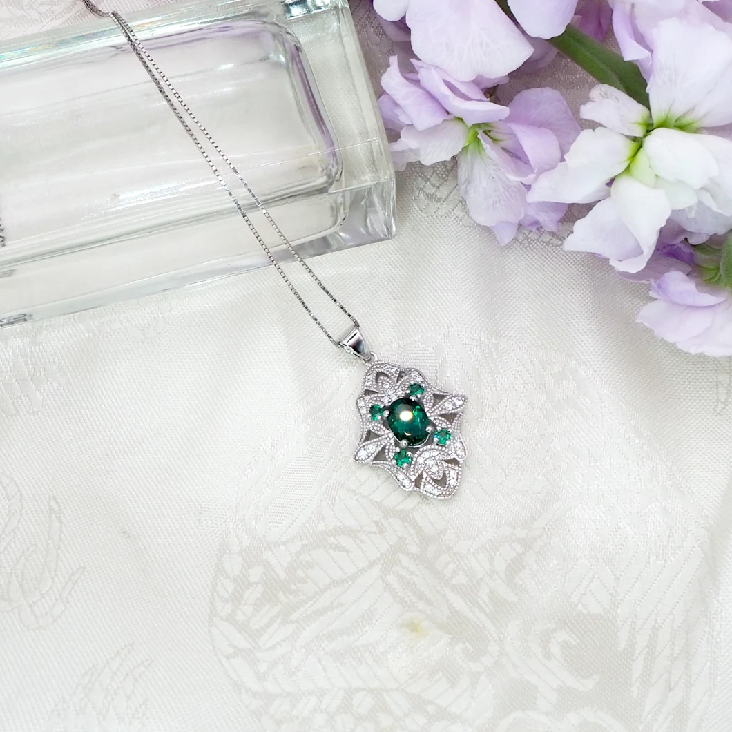 Factory Direct Wholesale Jewelry 925 Sterling Silver Created Emerald Pendants Wedding Jewelry Set Pendants