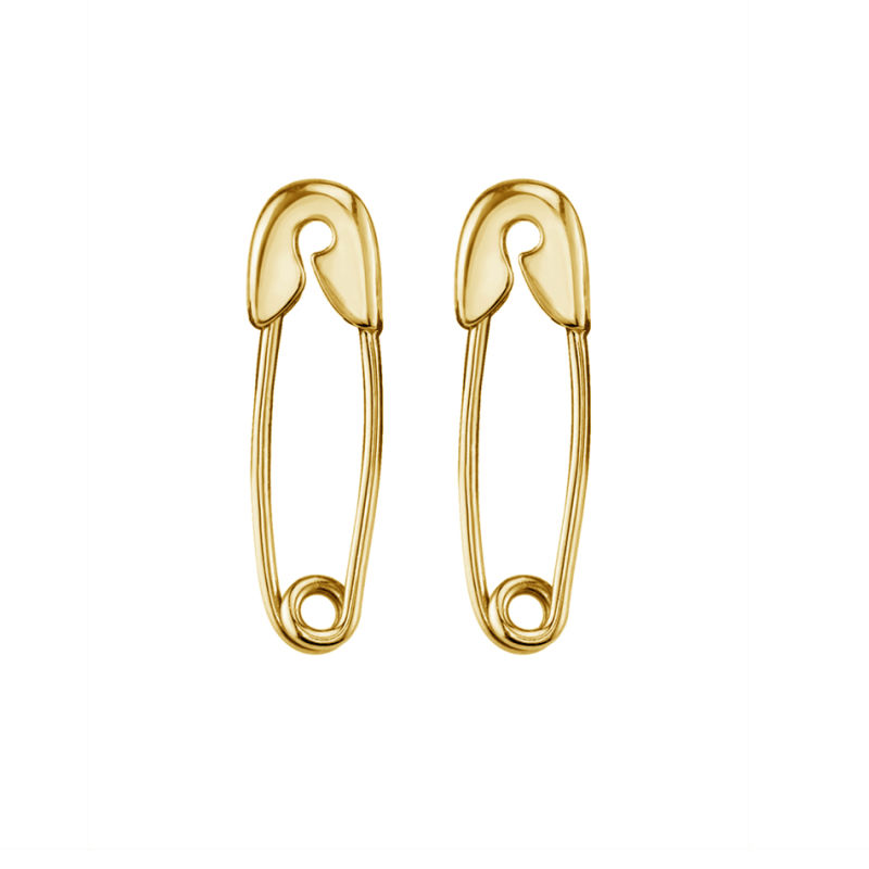 14K Gold Plated Minimalist Earrings 925 Sterling Silver Small Safety Pin Earrings