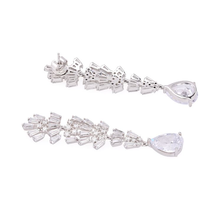 Fashion Tassels Earrings White Stones Drop Long Earrings for Women