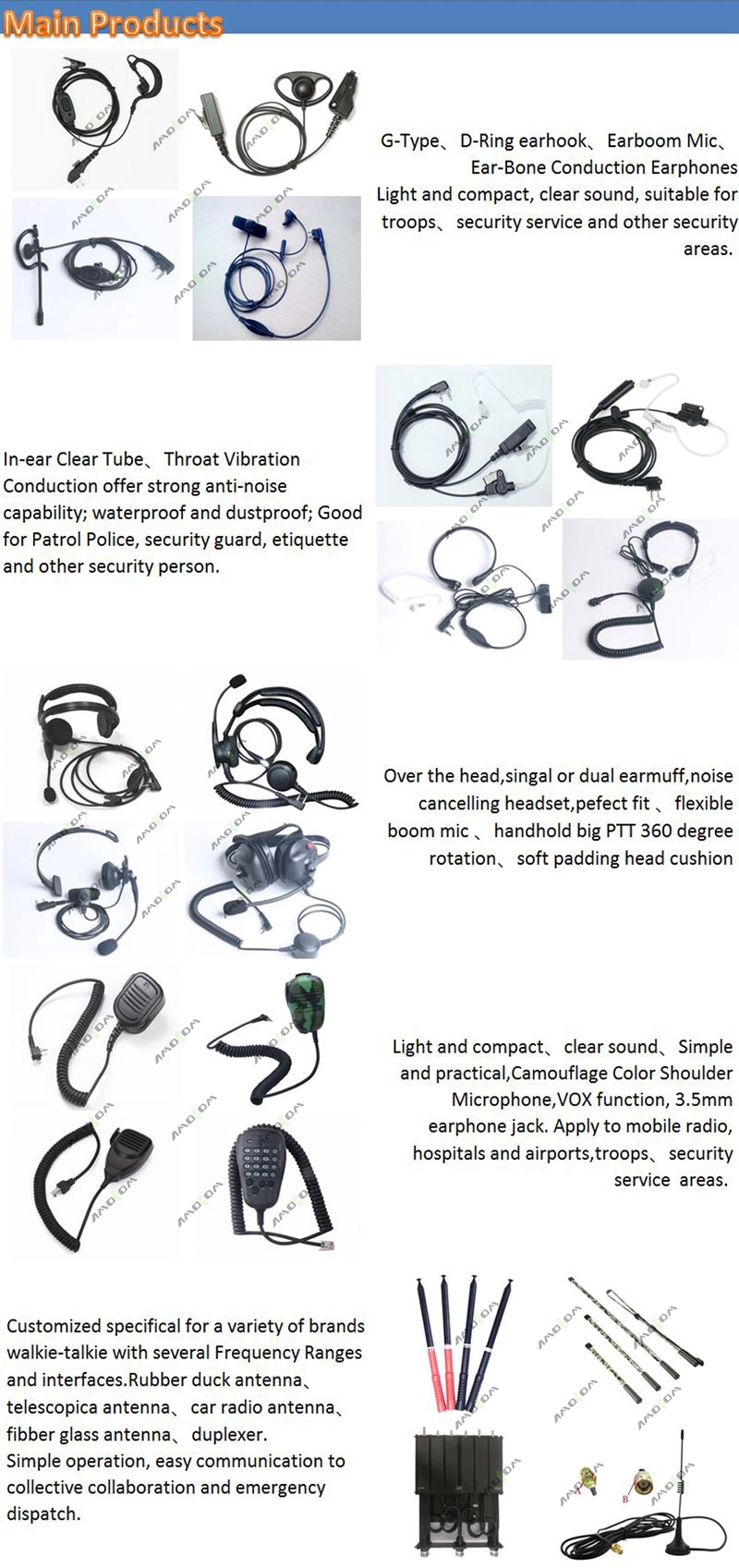 in-Ear Headphone Two Way Radio Clear Tube Earpieces Coat Clip