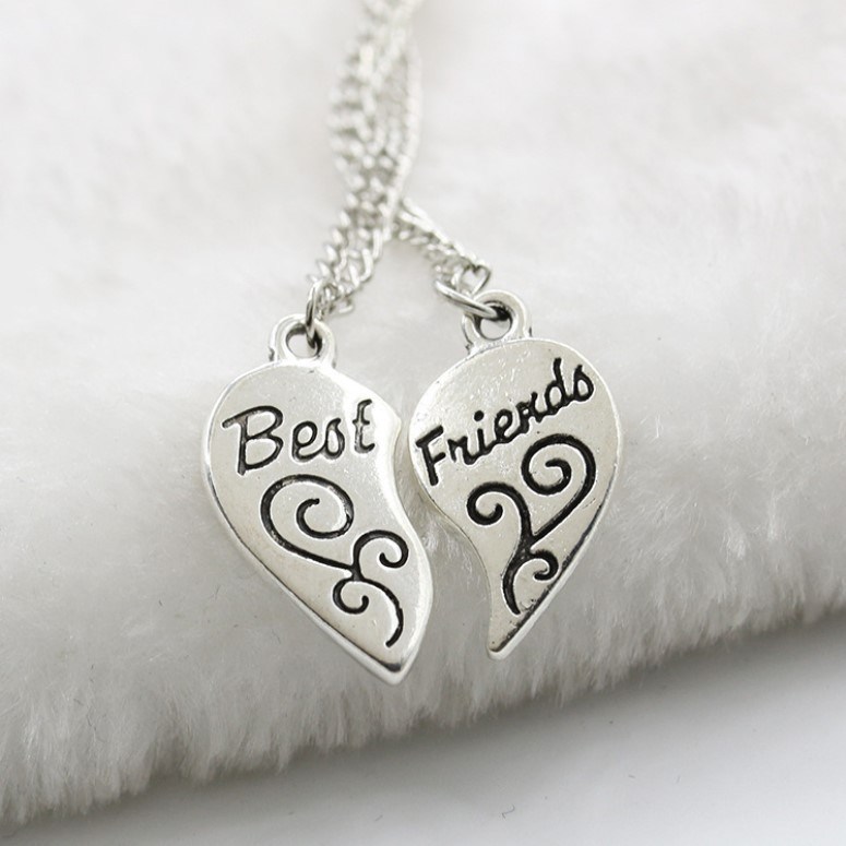 Fashion Best Friends Alloy Peach Heart Pendant Girlfriend Lettering Necklace