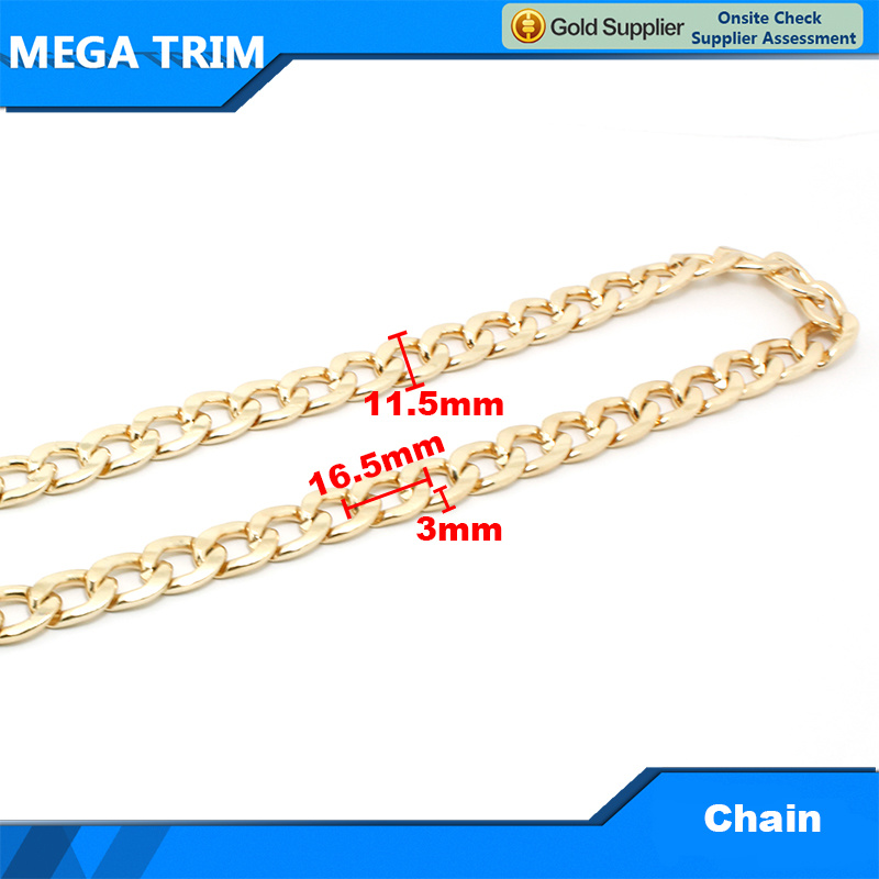 Matel Light Gold Flat Chain for Bag