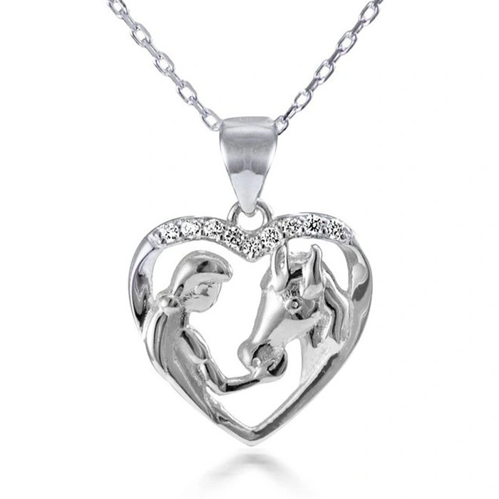 Creative Design Heart Necklace Made by Sterling Silver & CZ