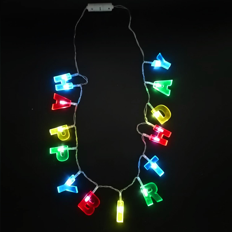 High Quality Happy Birthday Decorations Light up Letter Necklace