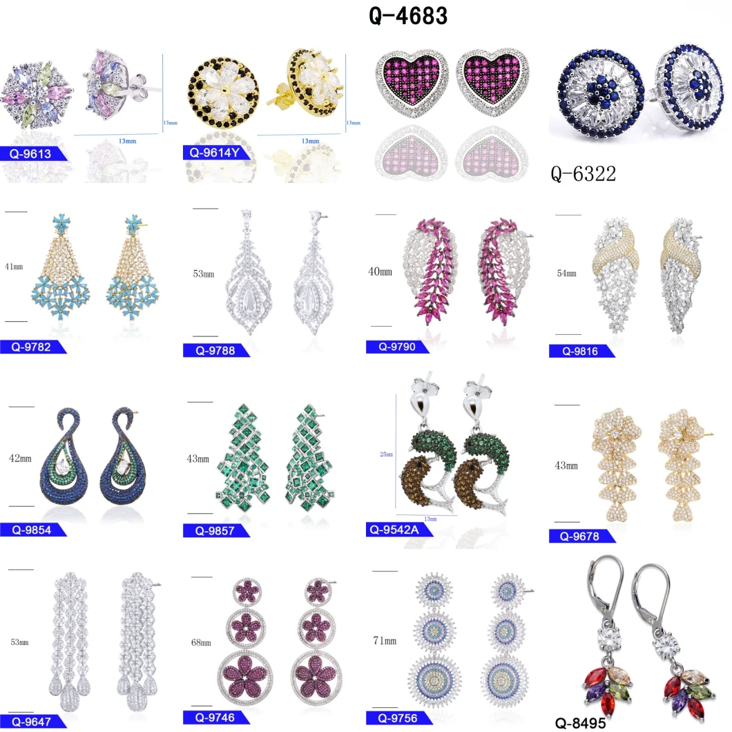 Wholesale Latest Design Wedding Fashion Jewellery 925 Sterling Silver Diamond Long Earrings for Girls