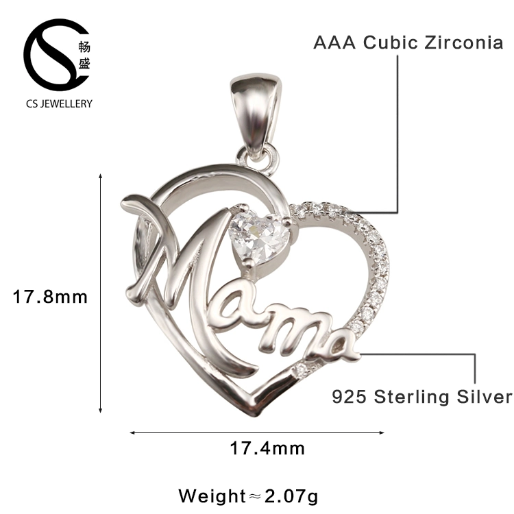 Wholesale 925 Sterling Silver Jewelry Heart Necklace Custom Pendant for Mom