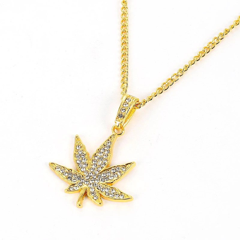 Popular Hip Hop Style Gold Necklace Maple Leaf Necklace for Women Men