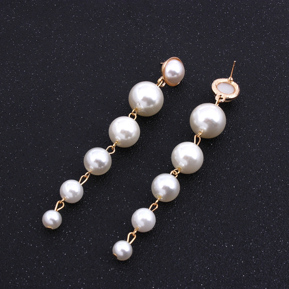 Long Tassel Pearl Earrings Fashion Hanging Chain Earrings Alloy Earrings Women