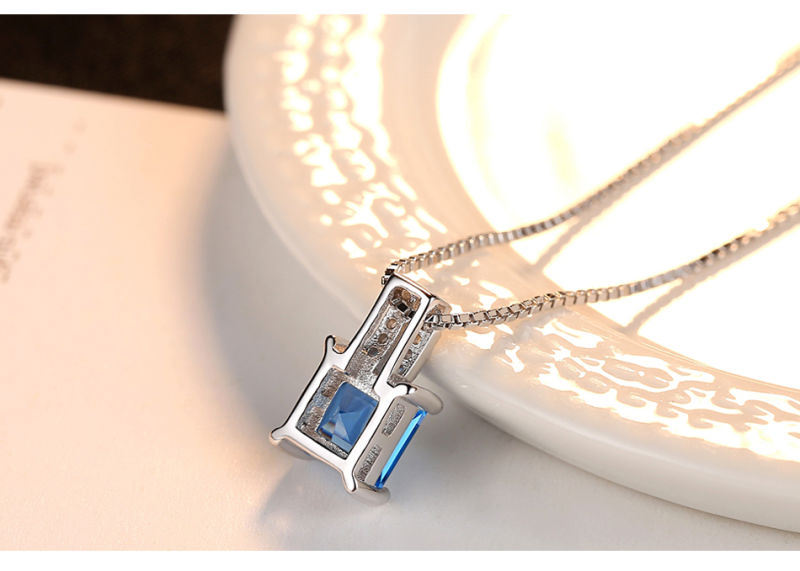 Light Blue Topaz Silver Necklace Women 925 Sterling Silver Jewelry