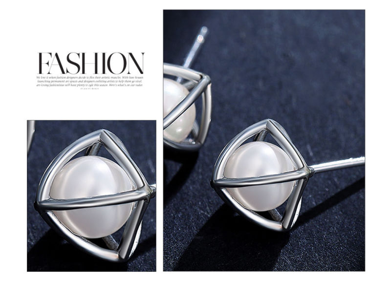 925 Silver Artificial Pearl Female Temperament Individuality All-Match Earrings Simple Atmospheric Earrings
