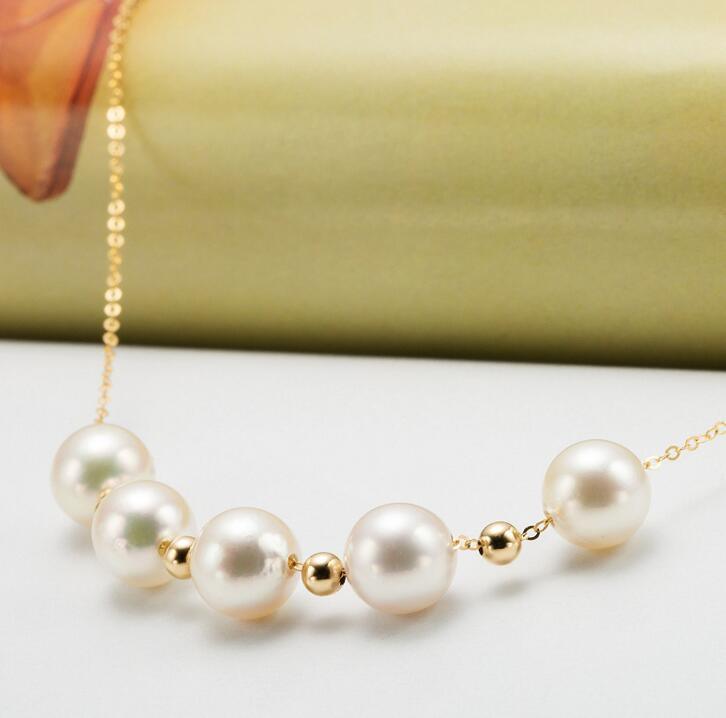 Fashion 18k Gold Plated Stainless Steel Pearl Jewelry Necklace