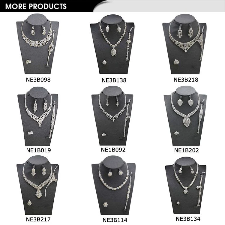 Wholsale Dubai Cubic Zirconia Stone Necklace Set Nigerian Women Wedding Bridal Jewelry Set