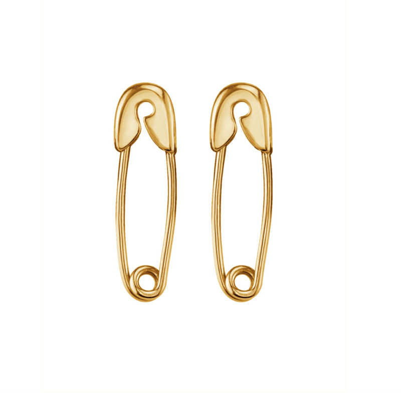 14K Gold Plated Minimalist Earrings 925 Sterling Silver Small Safety Pin Earrings