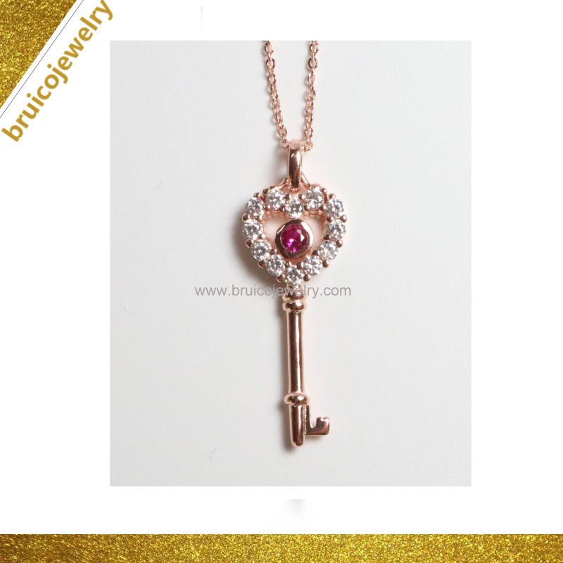 Trendy Sweater Chain Rhodium Plating Necklace Jewelry Key Necklace