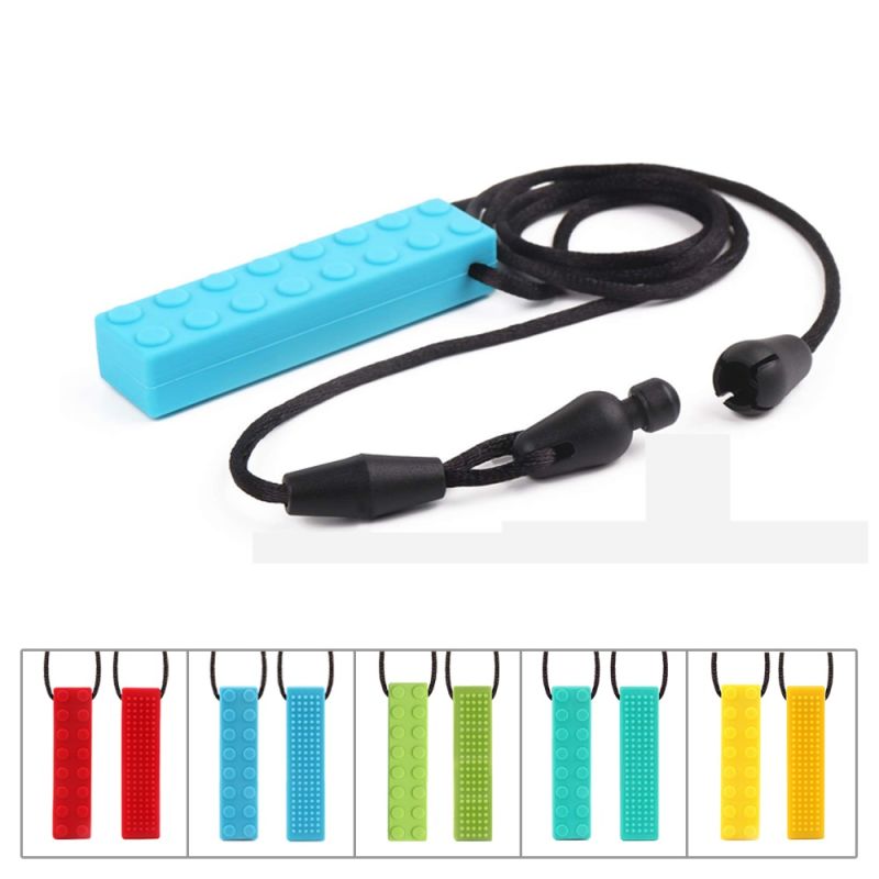 Eco-Friendly Silicone Brick Teething Necklace Accessories Silicone Baby Teether Toy Chew Pendant Baby