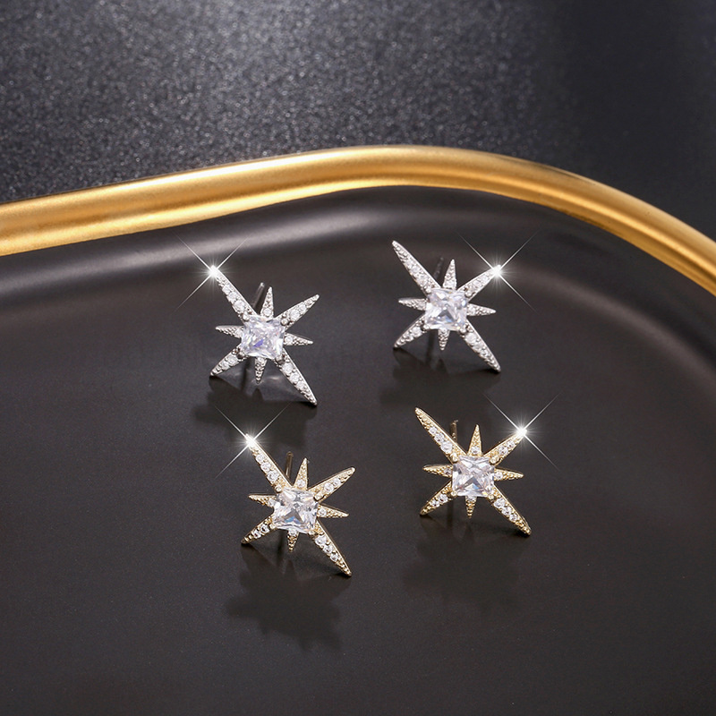 Fashionable Star Silver CZ Jewelry Earrings for Girl
