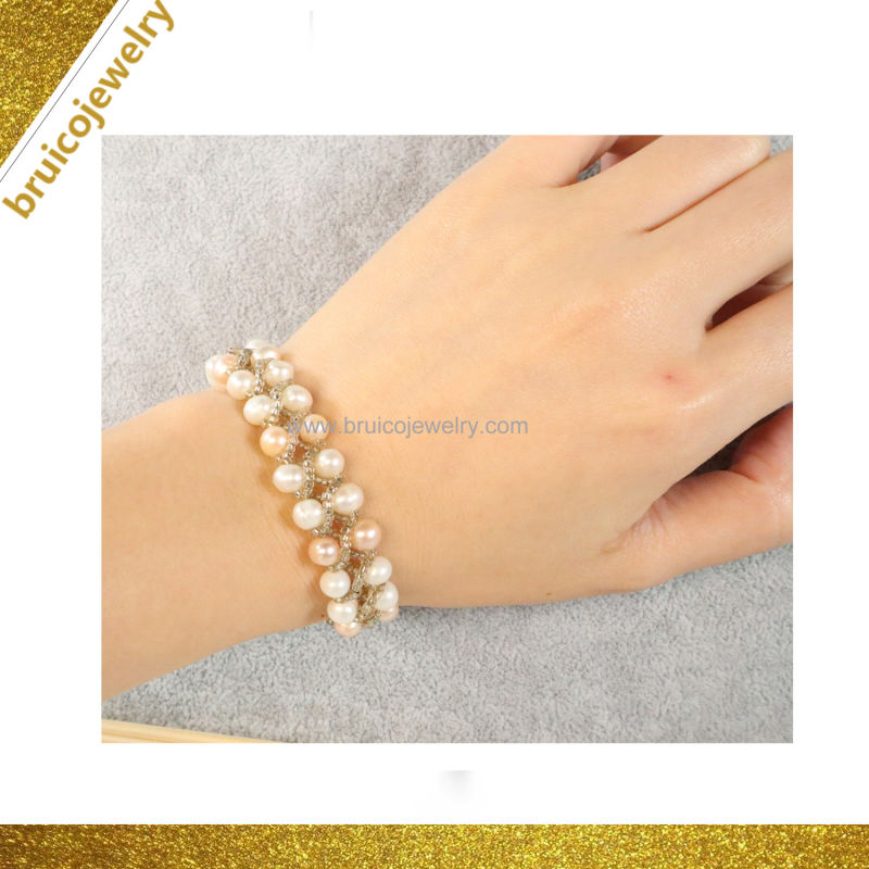 Fashion Hand-Woven Bead Bracelet Jewelry Silver Accessory Freshwater Pearl Bracelet
