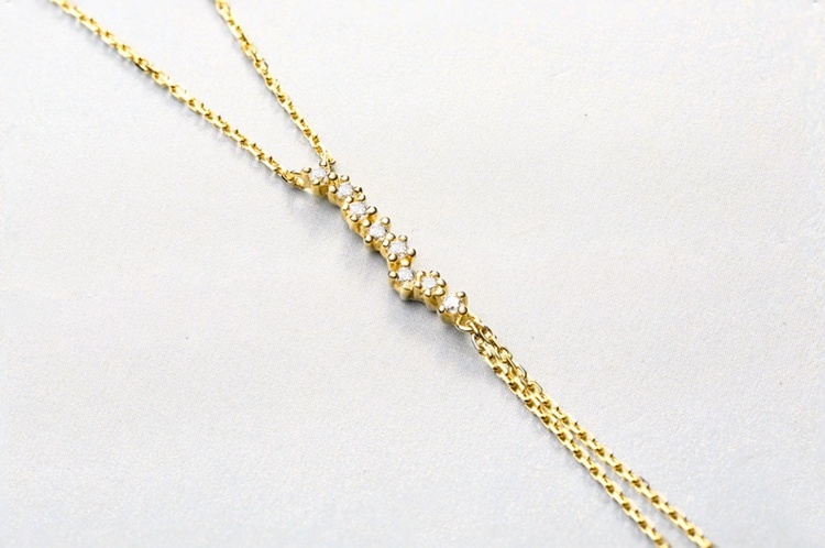 Hot Selling Solid Gold Jewelry Women Girl 5A Zircon Necklace Fine Real Gold Chain Necklace