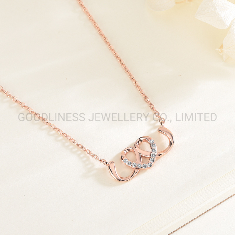 Silver Custom Jewelry Love Diamond Pendant Chain Necklace