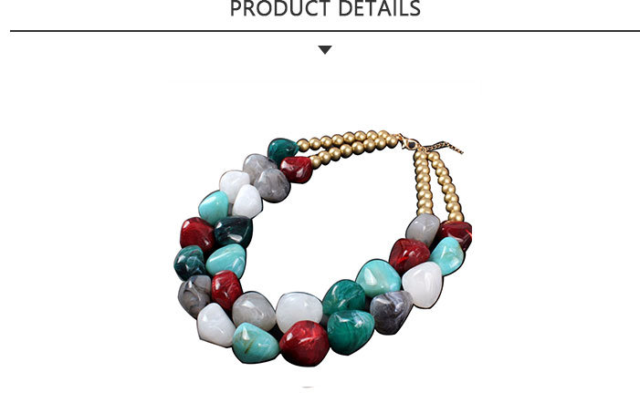 New Design Fashion Jewelry Colorized Bead Gold Necklace