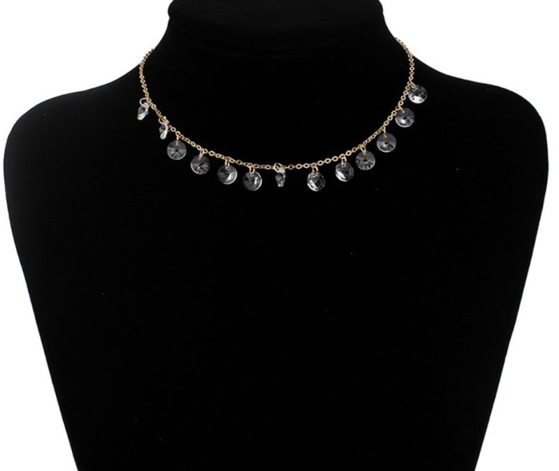 Fashion Jewelry Delicate Chain Necklace with Crystal Beads Choker