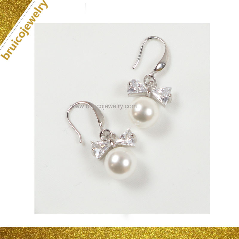 Artificial Jewellery 925 Sterling Silver Jewelry Dangle Drop Earrings with Pearl
