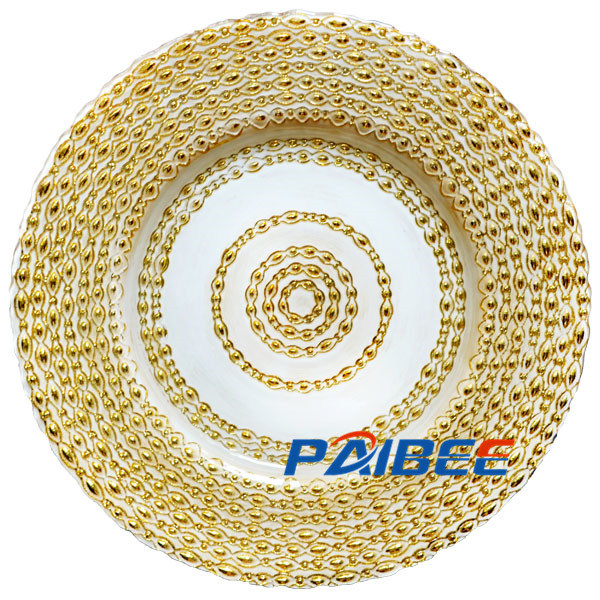 Gold Silver Baroque Glass Charger Plate Dinner Plates Wedding Glass Dishes