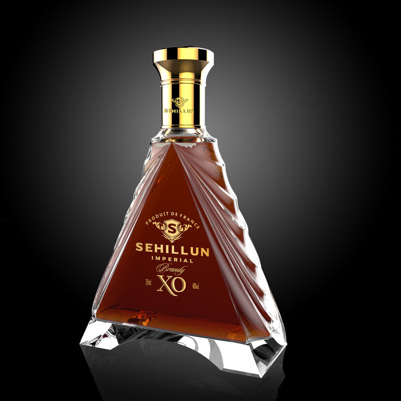 Unique Design Triangle Shape Brandy Glass Bottle 700ml