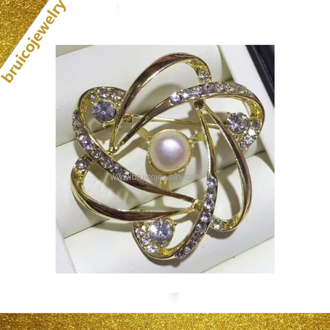 Luxury Jewellery Manufacture 14K Rose Gold Rhodium Diamond Jewelry Brooch for Women