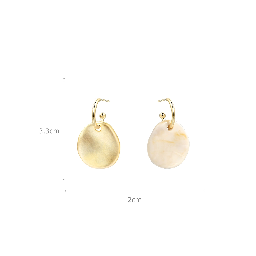 Light Gold Earrings Asymmetrical Resin Metal Geometric Vintage Earrings