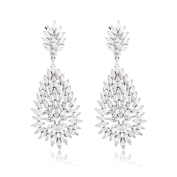 Blink White Stones Earrings Oval Shape Elegant Earrings for Women