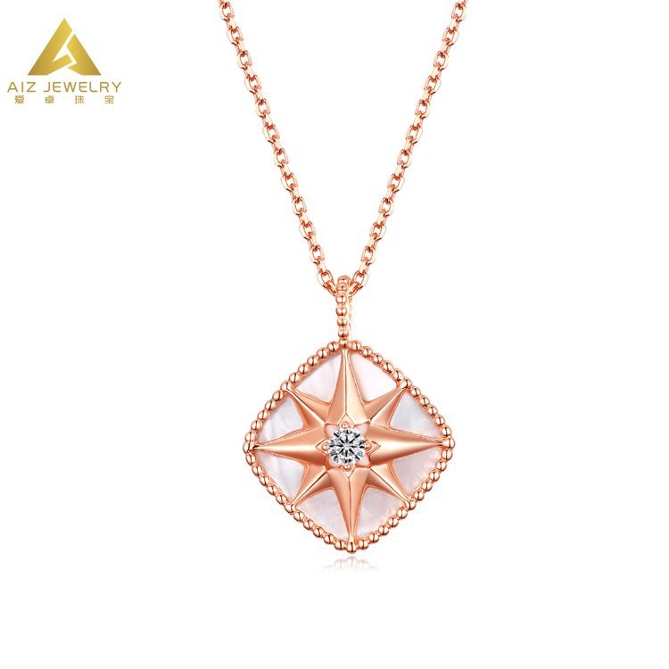 Fashion Diamond Jewellery Silver Pendant Necklace Jewelry with Gold Color Plated