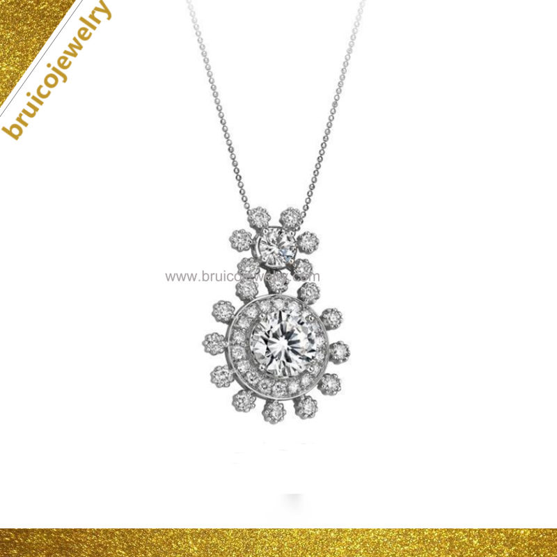 Wholesale Fashion 925 Silver Gold Jewellery Diamond Jewelry Pendant Necklace for Ladies