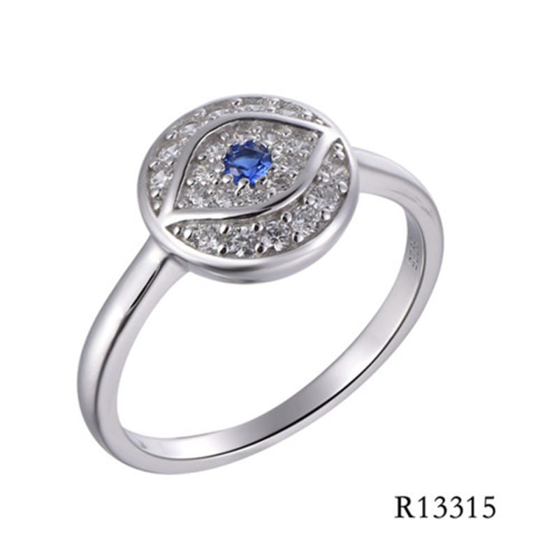 925 Sterling Silver with Spinel Customized Design Evil Eye Ring
