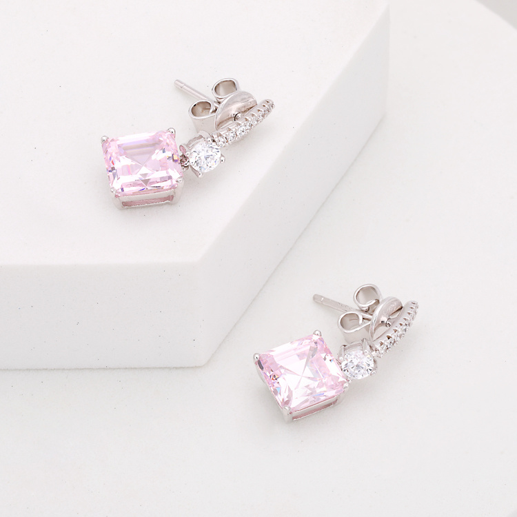 Pink Diamond Earrings 925 Silver Jewelry Earrings for Women