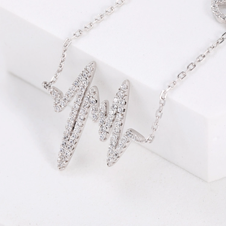 925 Sterling Silver Necklace Wavy Line Shape Necklace