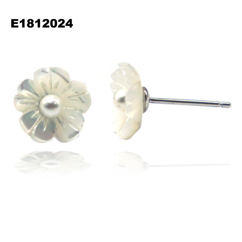 Rhodium Plated Factory Earring Fashion Silver Shell Jewelry
