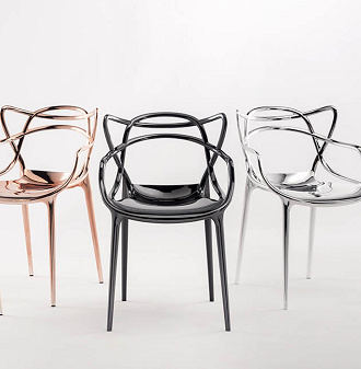 China Replica Modern Designer Stack Plastic Gold Chair