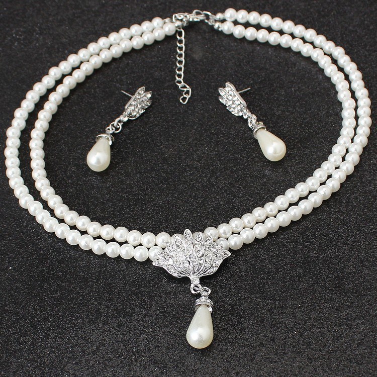 Fashion Temperament Wedding Accessories Pearl Necklace Bridal Jewelry Set