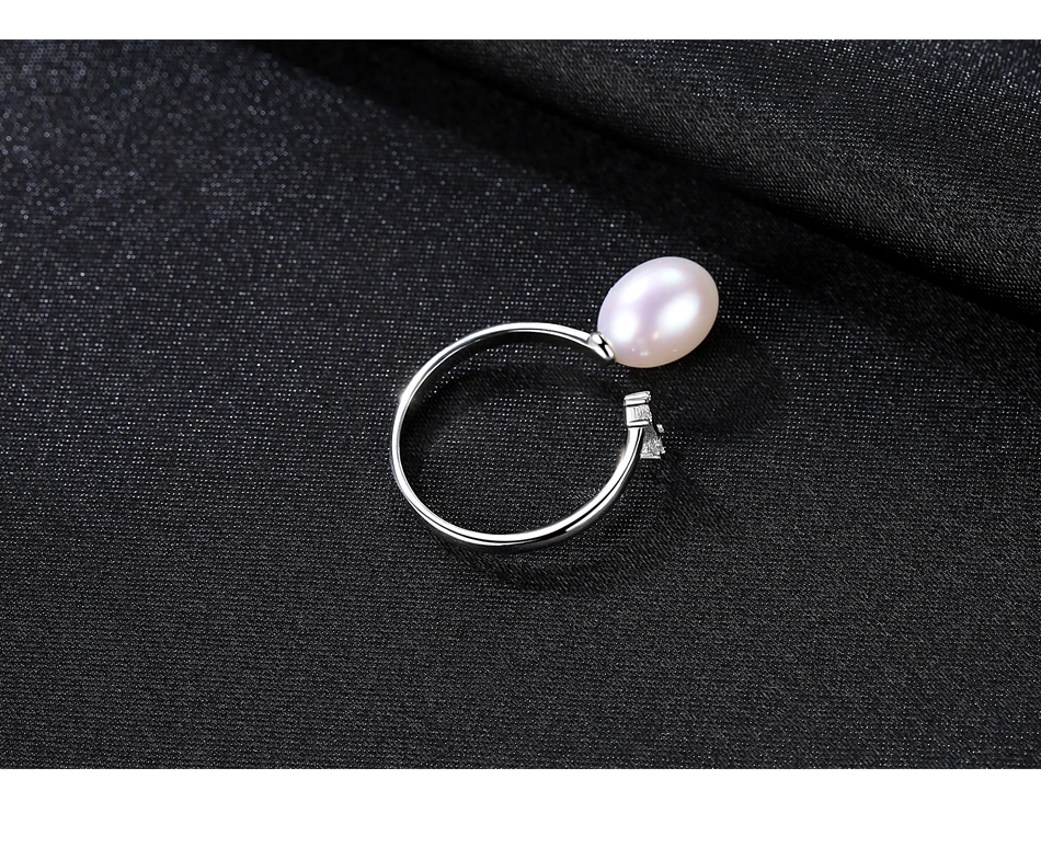 Daily CZ 925 Sterling Silver Finger Freshwater Pearl Rings