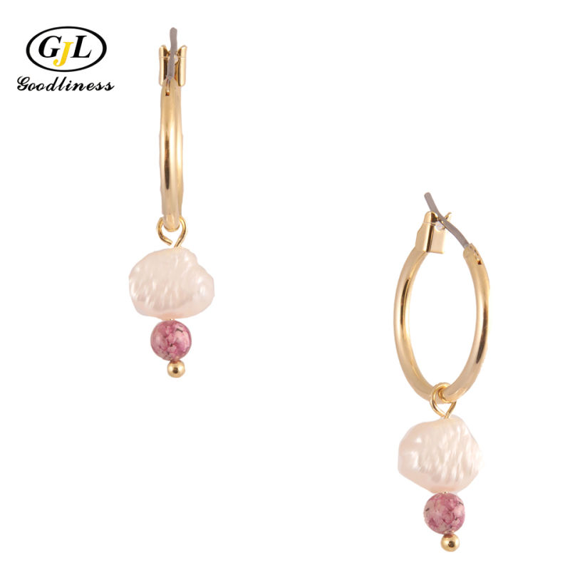 Elegant Created Shell Pearl Statement Hoop Drop Earrings for Party