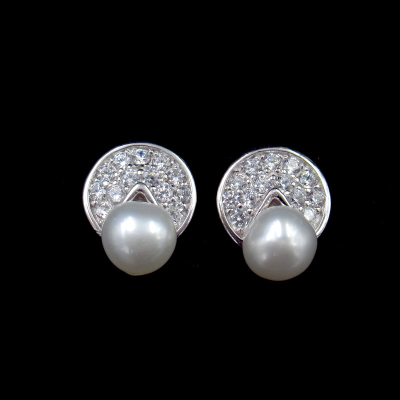 Chenqi Silver Natural Cultured Pearl Drop Earrings for Woman
