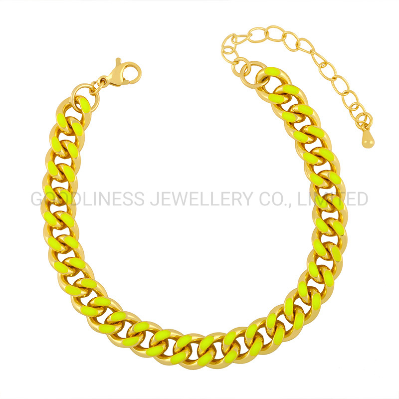 Hip Hop Enamel Color Bohemian Style Jewelry Cuban Chain Bracelet