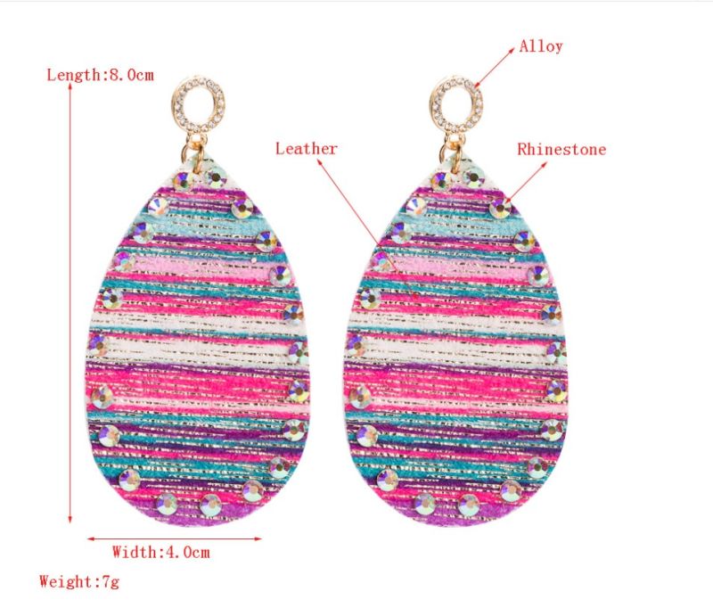 2021 New Earrings PU Leather Double-Sided Printing Seven Color Earrings
