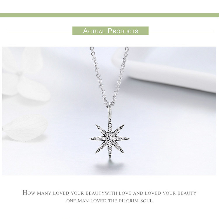 Genuine Sparkling Star Dazzling CZ 925 Sterling Silver Pendant Necklace Jewelry