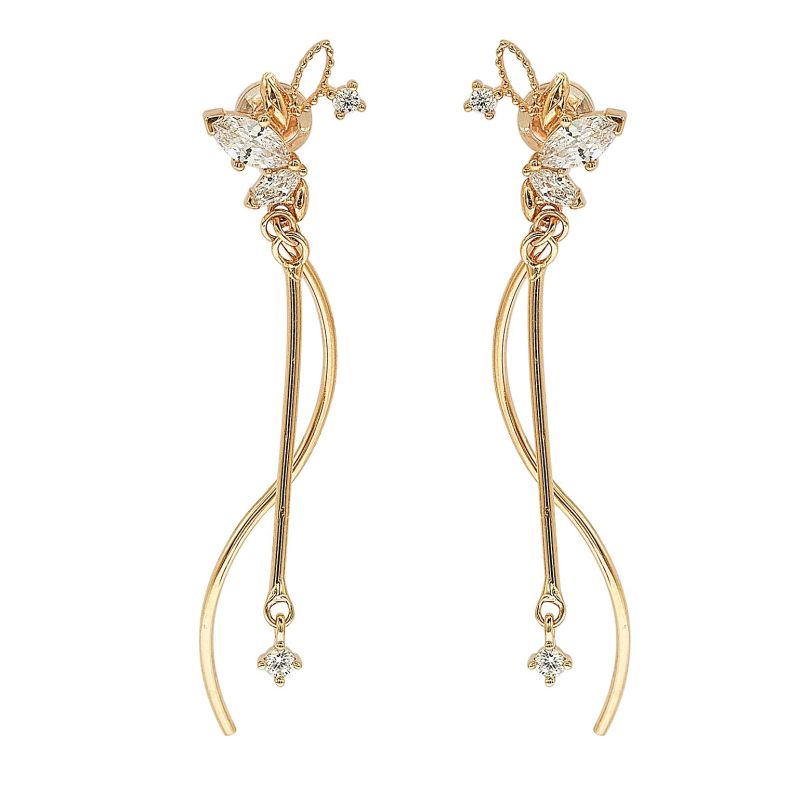 Fashion Jewelry 925 Silver CZ Rose Gold Drop Earring for Gift/Aretes